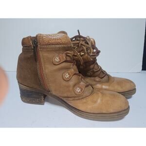 Pikolinos Leather Ankle Boots Ocre Tan Brown EU 38 US 7.5 Spain Comfort Shoes